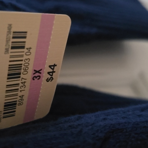 ST. JOHN'S BAY WOMENS PLUS SIZE BLUE CLASSIC V-NECK CABLE SWEATER SIZE 3X - Picture 5 of 12